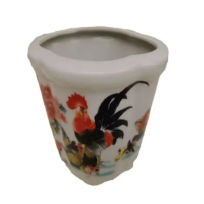 pot fleurs céramique coq fleurs chinois blanc rouge noir asiatique traditionnelintérieurextérieur