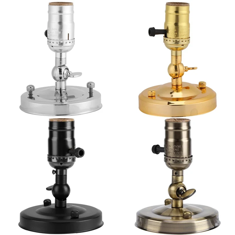 support d'applique murale vintage industriel argenté doré bronze noir fixations vis douilles lampe rétro