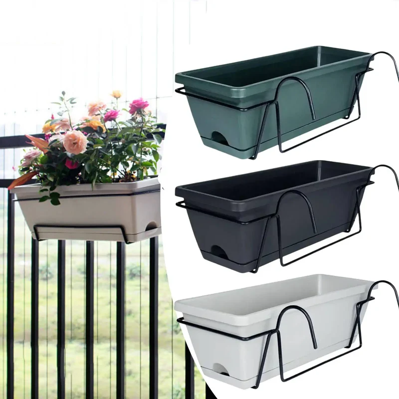 jardinière suspendue balcon fixations crochets couleurs noir blanc moderne minimaliste pot fleursextérieur