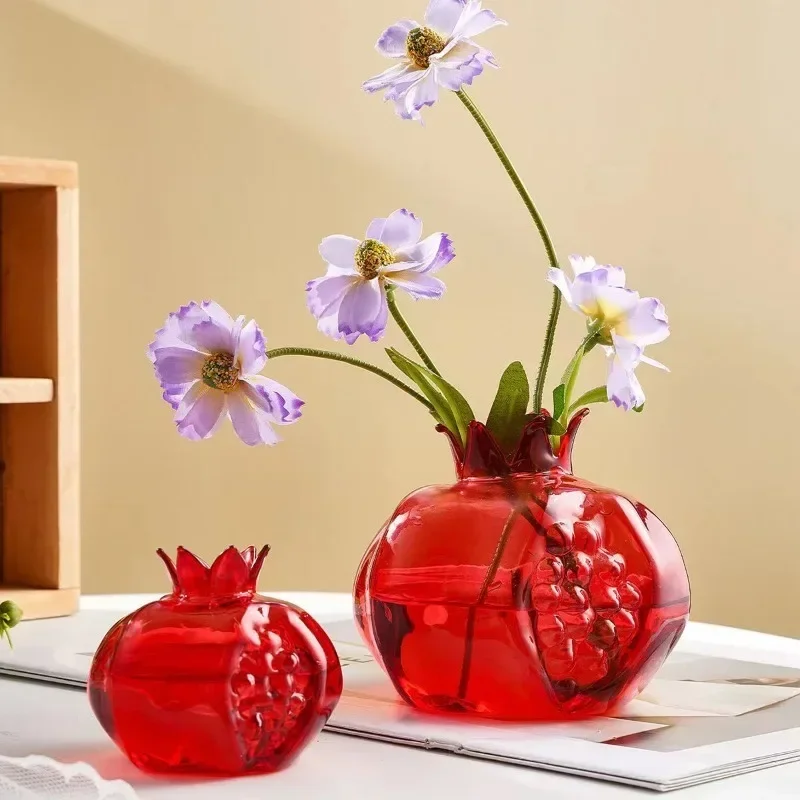 vase grenade transparent moderne relief rouge décoration intérieure ornement