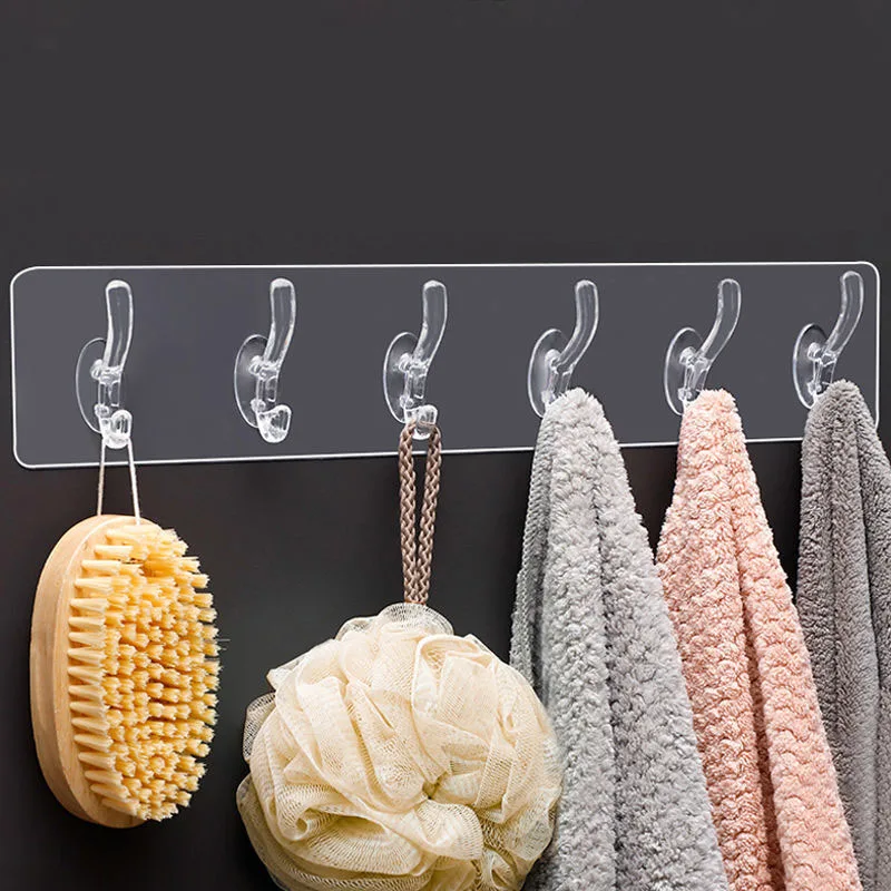 Support crochet transparent 3/5/6 crochets pour serviettes et vêtements sans couture - Ombre Interieur