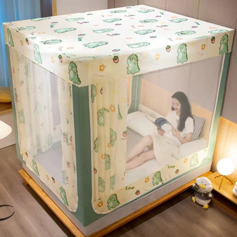 moustiquaire lit vert bleu rose motifs enfantins dinosaures corgis lapins tente semi transparente protection