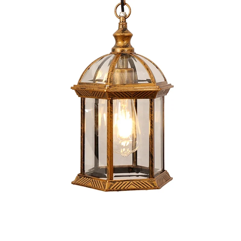 lanterne suspendue or noir vintage verre transparent opaque filament apparent(chaines)