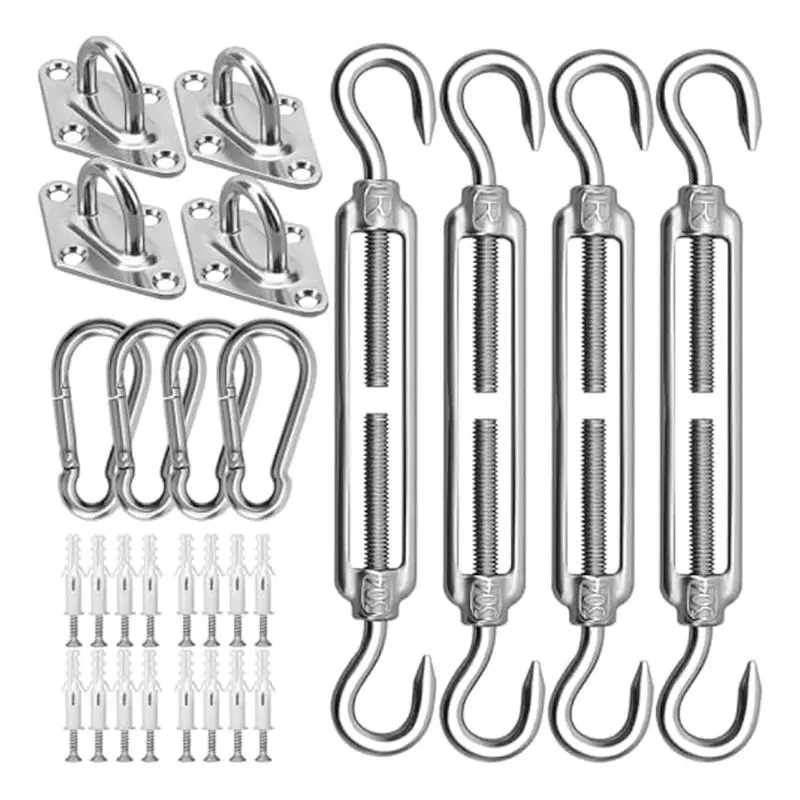 kit fixation voile argenté noir turnbuckles vis plastiqueextérieur durable résistant corrosion