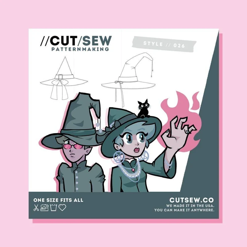 PATRON DE COUTURE PDF | Chapeau de sorcière + sorcier | CUT/SEW | ANGLAIS SEULEMENT | A4 SEULEMENT