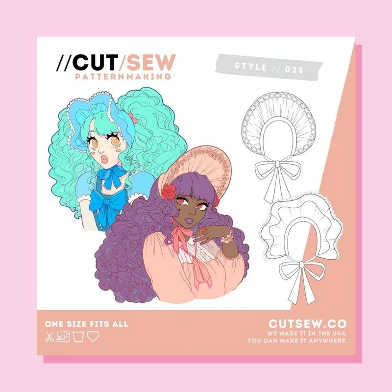 PATRON DE COUTURE PDF | 025 Bonnets Lolita | CUT/SEW | ANGLAIS SEULEMENT | A4 SEULEMENT