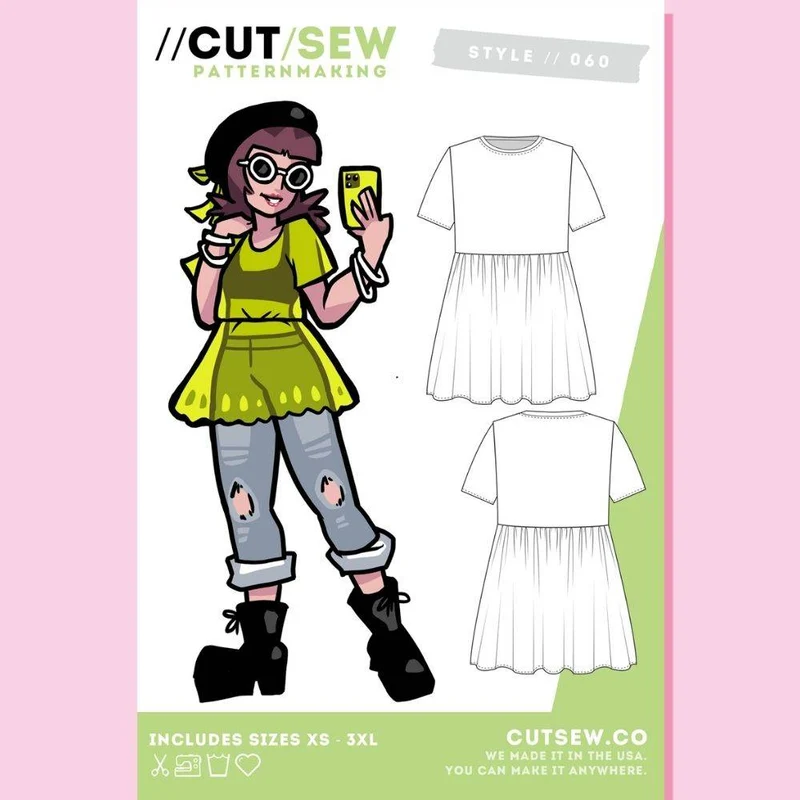 PATRON DE COUTURE PDF | 060 Robe T-Shirt | CUT/SEW | ANGLAIS SEULEMENT | A4 SEULEMENT
