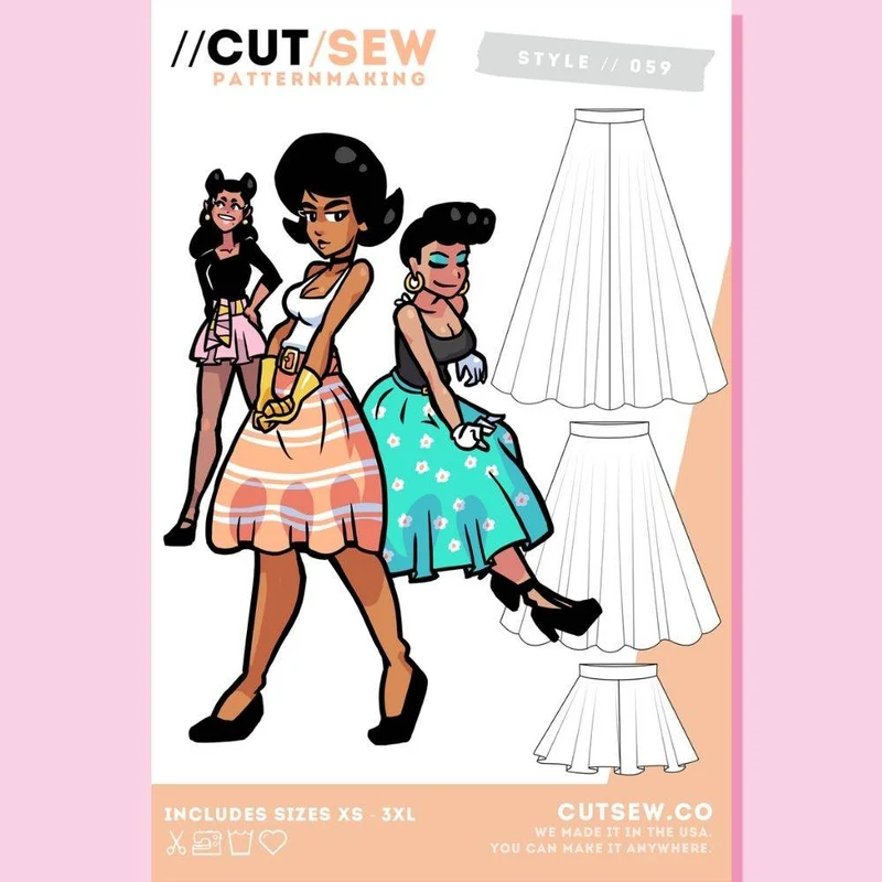 PATRON DE COUTURE PDF | 059 Jupes cercle | CUT/SEW | ANGLAIS SEULEMENT | A4 SEULEMENT