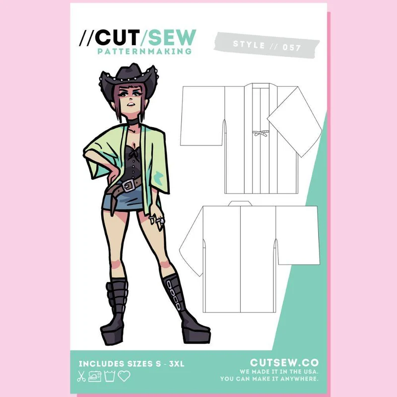 PATRON DE COUTURE PDF | 057 Veste Haori | CUT/SEW | ANGLAIS SEULEMENT | UNISEXE | A4 SEULEMENT