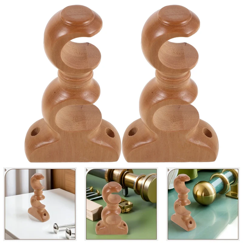 supports tringle rideau bois marron clair foncé décoratif classique élégance naturelle maisonintérieur fixations sécurité