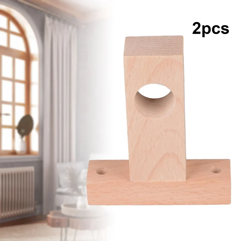 supports rideaux bois grain naturel rustique beige clair élégants modernes deux pièces trous vis