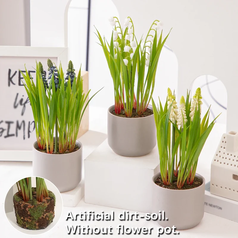 plantes artificielles pot fleurs blanches lys vert bleu moderne minimalisteintérieurextérieur
