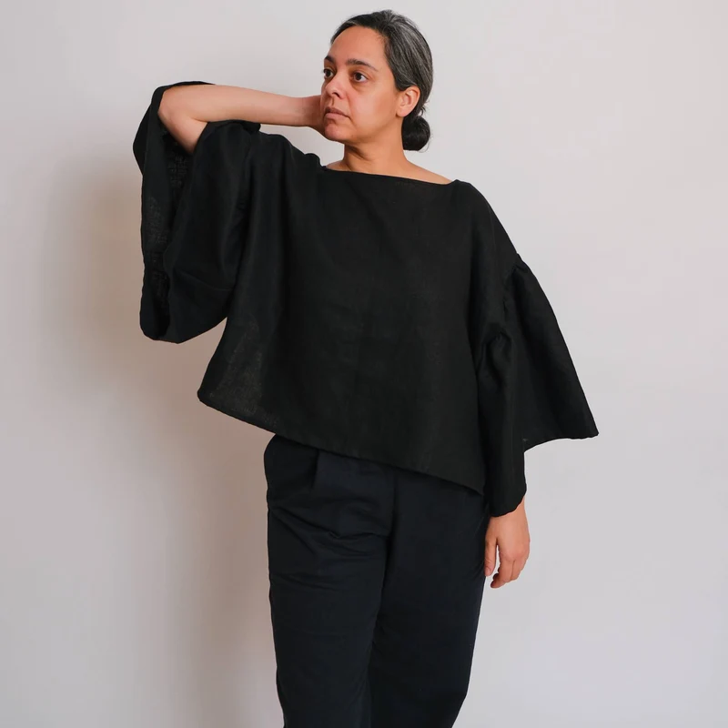 PATRON DE COUTURE PDF | Haut à manches à volants zéro déchet | Birgitta Helmersson | A4 SEULEMENT