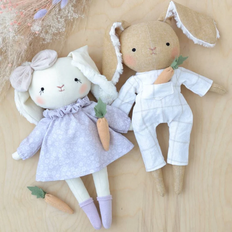 Patron de couture PDF | Poupée lapin + 2 tenues | Mes Petites Lunes