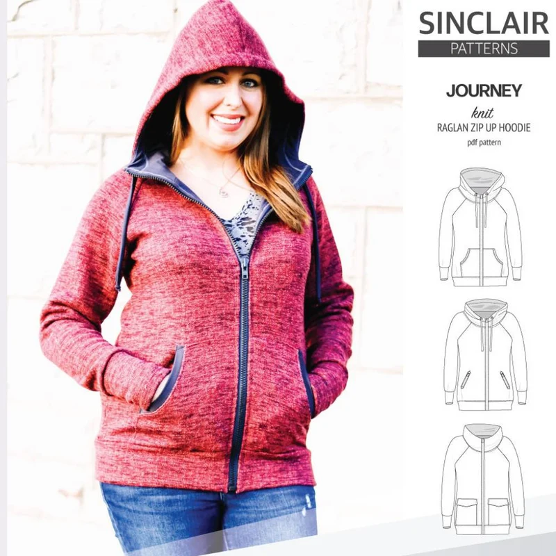 Patron de couture PDF | Coton ouaté raglan zippé Journey | SINCLAIR
