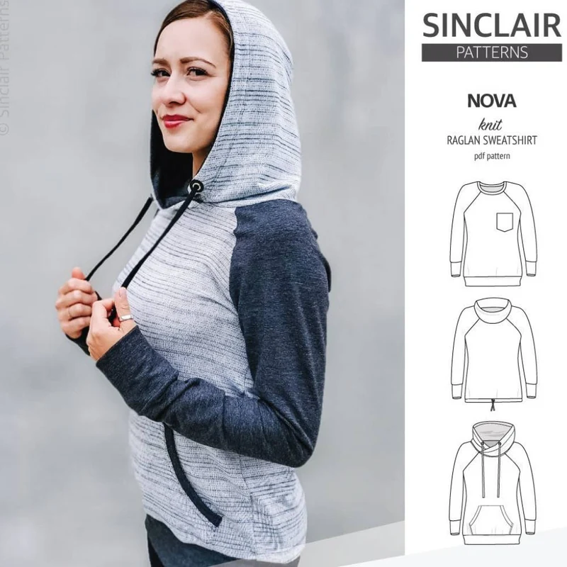 Patron de couture PDF | Coton ouaté raglan Nova | SINCLAIR