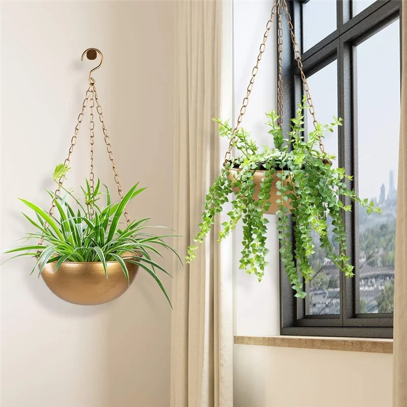 jardinière suspendue or plantes d’intérieur moderne chic drainage semi cercle succulentes fougères