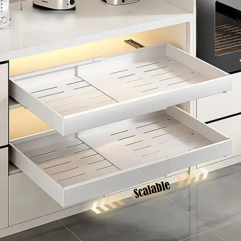 Support de rangement de cuisine extractible évolutif avec rails coulissants pour épices et organisateur d'armoire