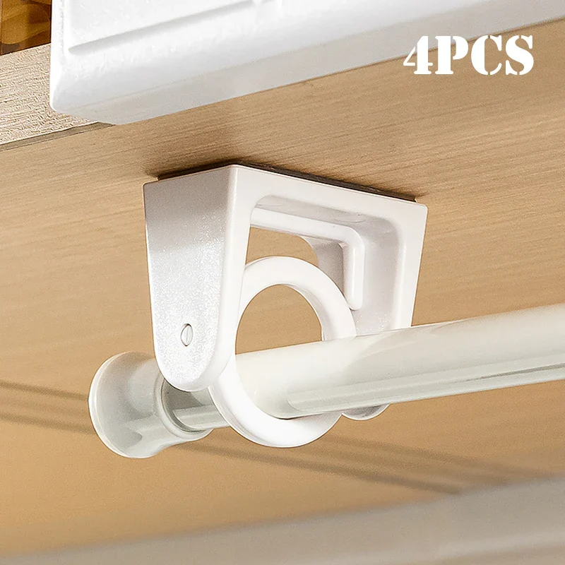 Support de tringle à rideau sans perçage auto-adhésif 360° réglable 2/4 pièces pour décoration intérieure