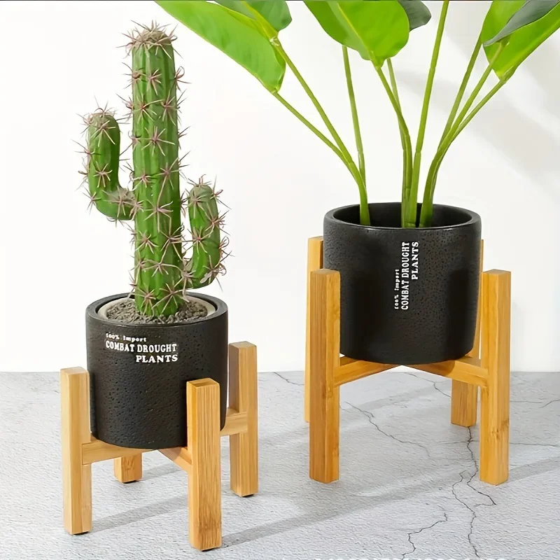 Support de plante en bois design pour intérieur - Tabouret présentoir pour pots de fleurs et bonsaïs