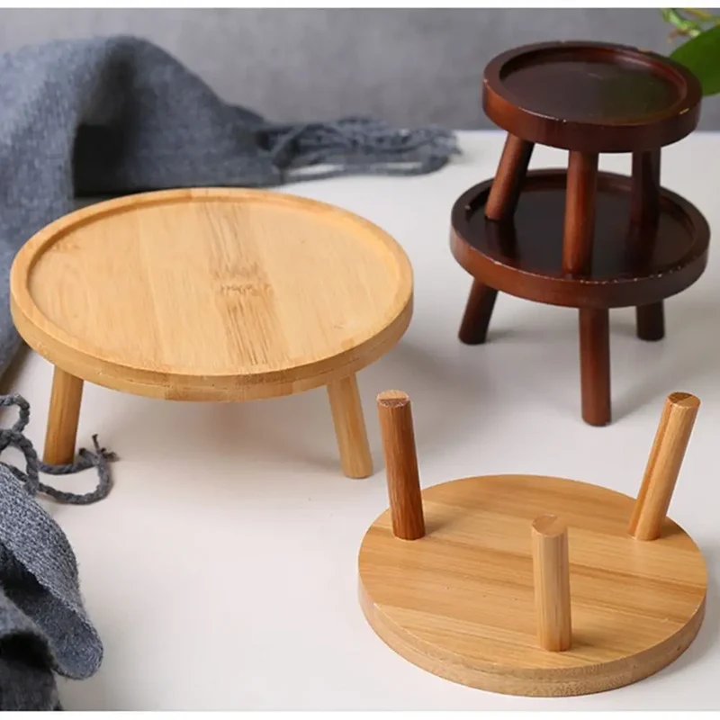 Support plante intérieur en bois massif - Plateau décoratif pour pots de fleurs et bonsaï - 6 couleurs disponibles
