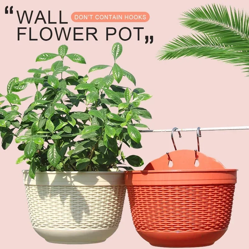Jardinière suspendue en imitation rotin résine - Pot de fleurs mural coloré pour balcon