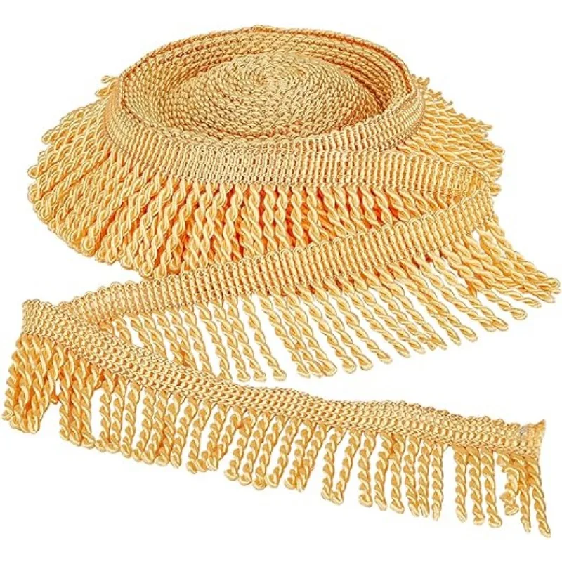 Garniture à franges dorées pour rideaux - 11 yards - Polyester durable - Ombre Interieur