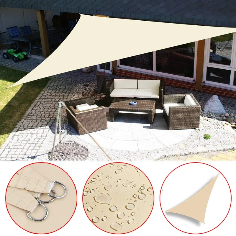 Voile d'ombrage triangle imperméable pour terrasse et jardin - Protection UV 98% - Ombre Interieur