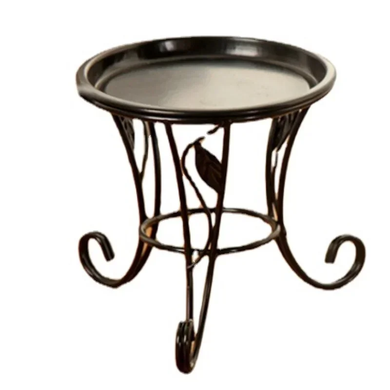 Support de plante en métal noir vintage pour intérieur et extérieur, 13.5 cm de haut