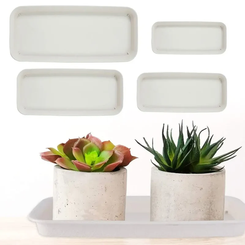 Pot de fleur rectangulaire en plastique pour intérieur et extérieur - Plateau de drainage pratique