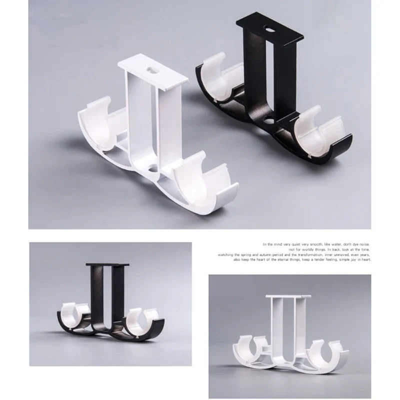 Support double tringle à rideau en alliage aluminium - Installation facile plafond ou mur