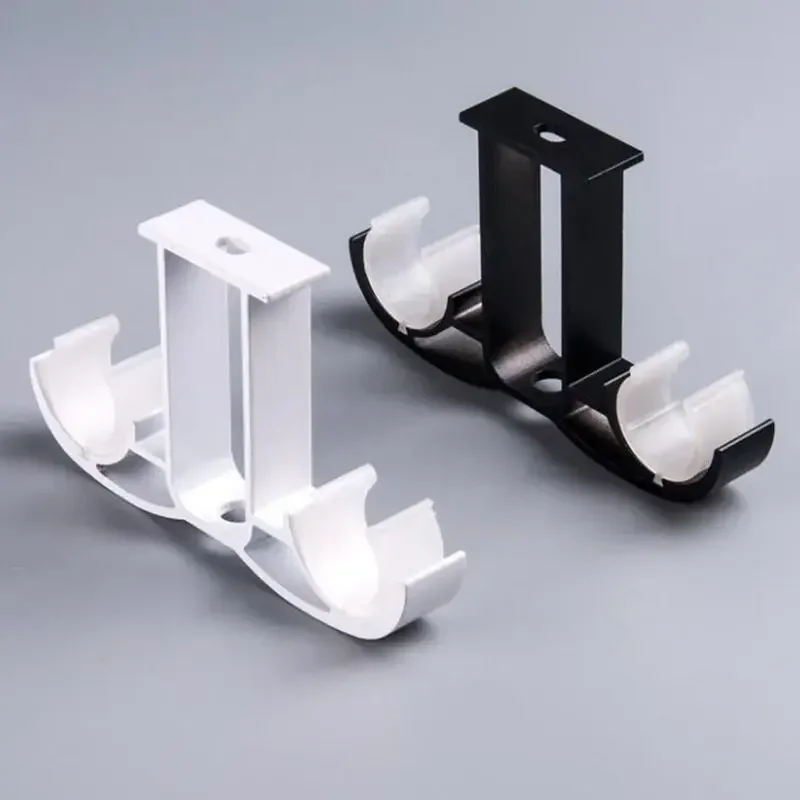Support de tringle à rideau double montage plafond aluminium noir mat ou blanc 28mm