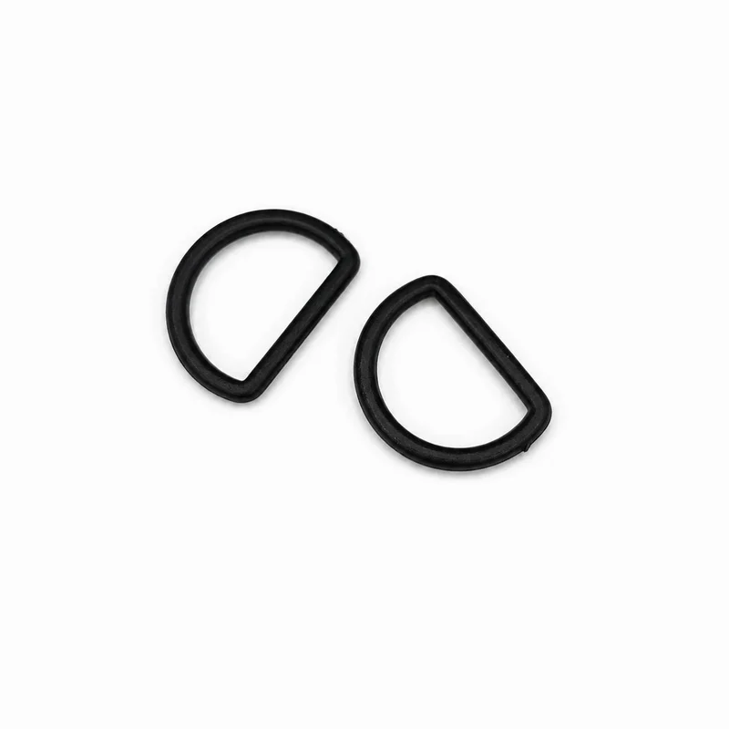 Anneaux en D en plastique | Bord arrondi | Noir | 19 mm (3/4 po) | Paquet de 2