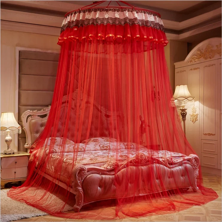 moustiquaire dôme suspendu polyester translucide bordure dentelle romantique chambre lit