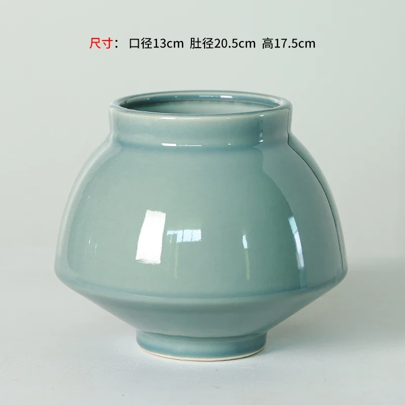 pots fleurs céramique moderne vert olive bleu blanc craquelé 18cm haute