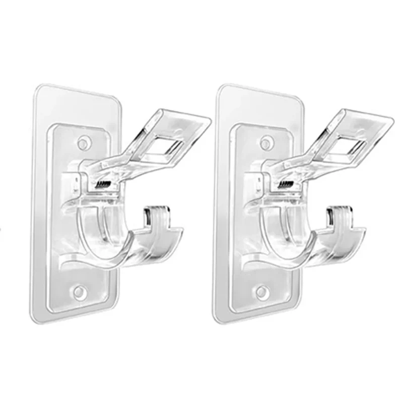 support tringle rideau adhésif transparent moderne sans perçage tringle jusqu'à 3cm multiple inclusion poids