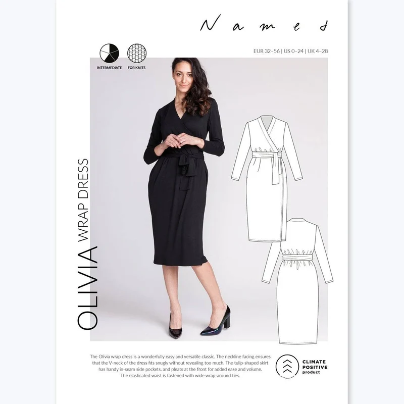 Patron de couture PDF | Robe portefeuille Olivia | Named Clothing