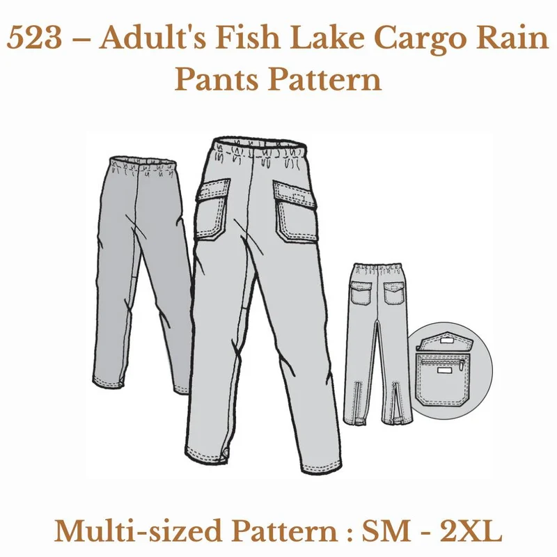 Patron de couture PDF | Pantalon cargo imperméable Fish Lake pour adulte | UNISEXE | The Green Pepper