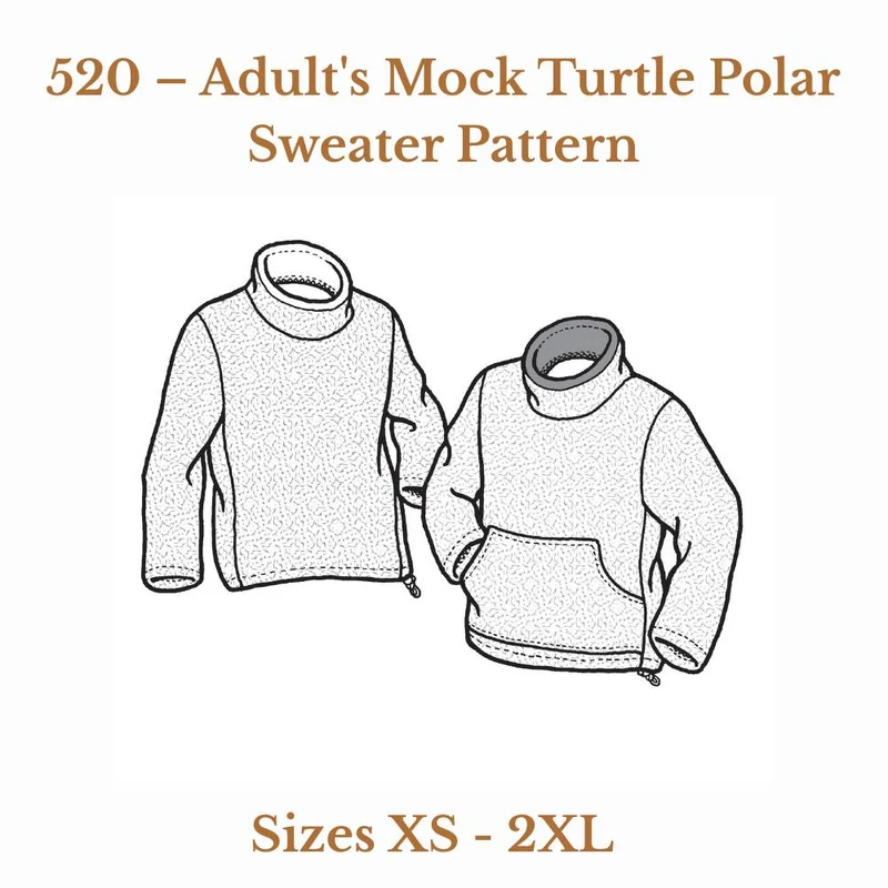 PATRON DE COUTURE PDF | Chandail en polar Mock Turtle (adulte) | Unisexe | The Green Pepper