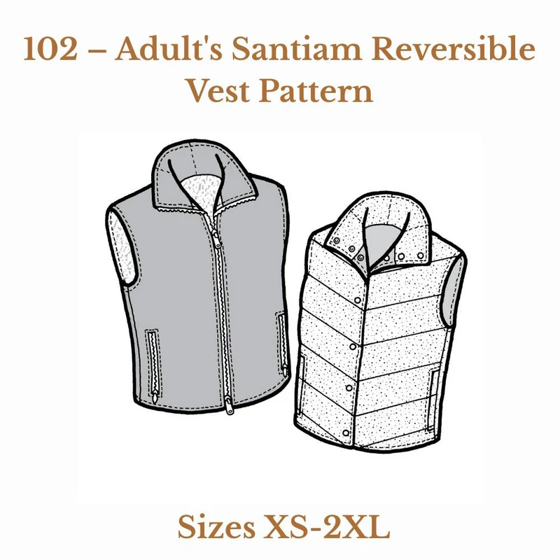 PATRON DE COUTURE PDF | Veste réversible Santiam (adulte) | Unisexe | The Green Pepper