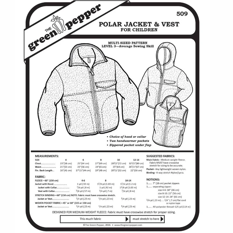 PATRON DE COUTURE PDF | Veste et gilet en polar pour enfant | The Green Pepper