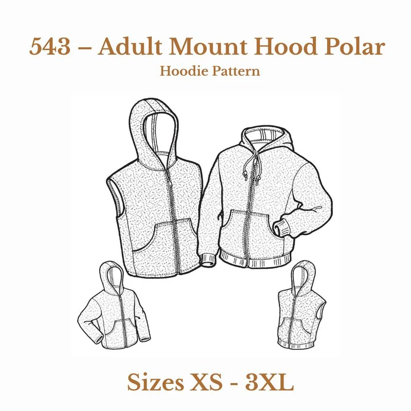 PATRON DE COUTURE PDF | Chandail à capuchon en polar Mount Hood – Adulte | Unisexe | The Green Pepper