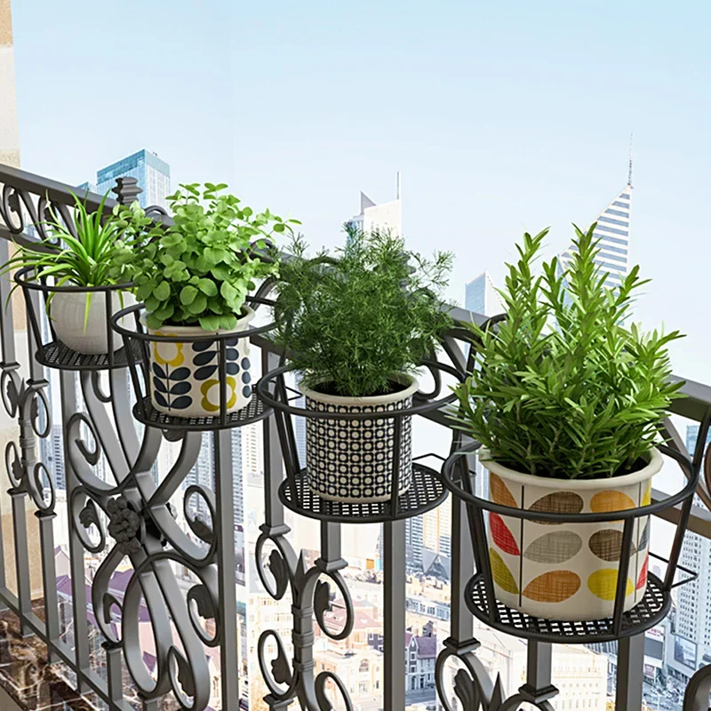 jardinière suspendue moderne pot fleur balcon support métallique opaque variété couleurs plants