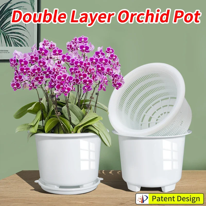 pots ornementaux double paroi drainage moderne orchidée décoration intérieure blanc violet jaune orange