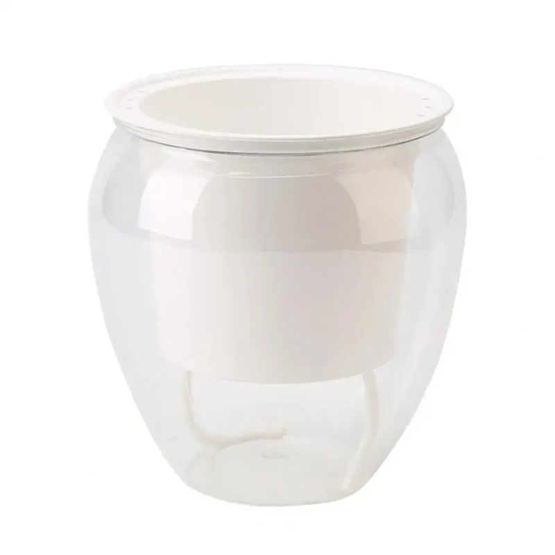 cache pot blanc transparent auto arrosage moderne plante d'intérieur reservoir d'eau