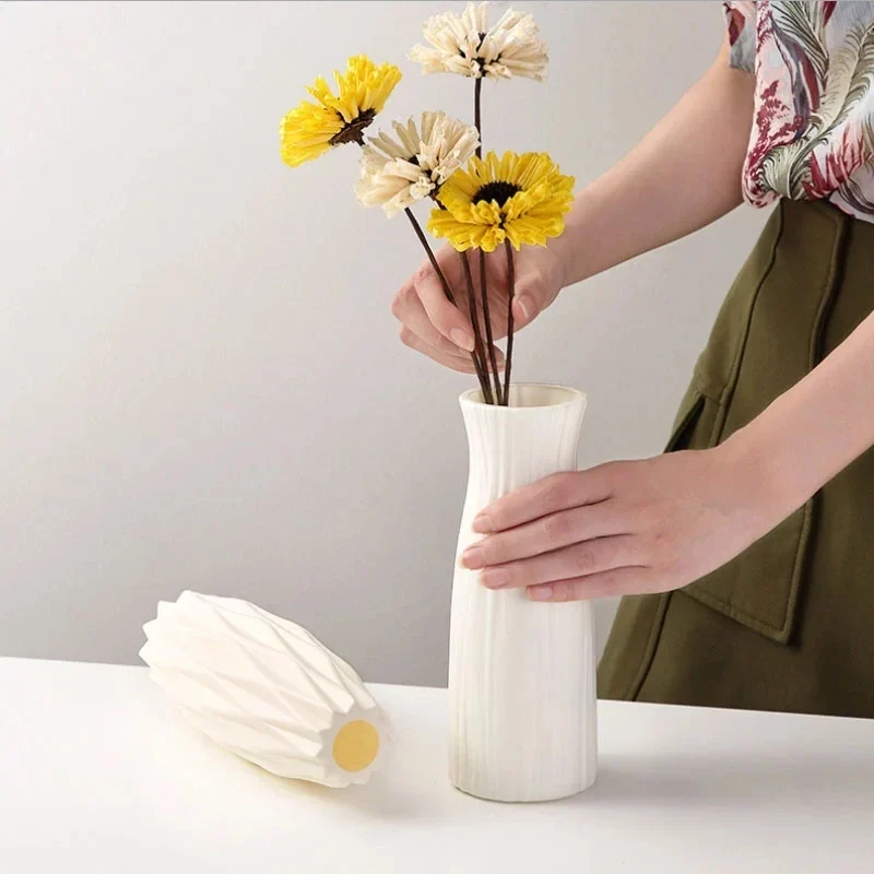 cache pot moderne simple vase blanc vert pastel rose pâle minimaliste