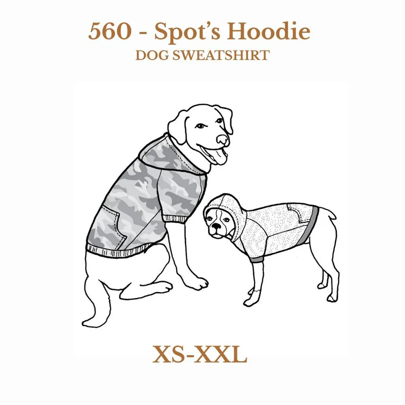 PATRON DE COUTURE PDF | Hoodie Spot – Coton ouaté pour chien | The Green Pepper