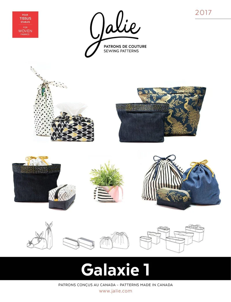 PDF PATRON DE COUTURE | 2017 | GALAXIE 1 | Sacs, fourre-tout et pochettes | Jalie | BILINGUE (FR/EN)