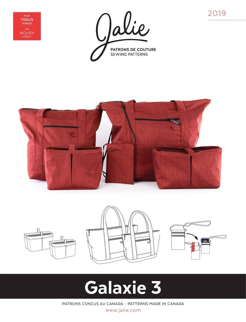 PDF PATRON DE COUTURE | 2019 | GALAXIE 3 | Accessoires de voyage | Jalie | BILINGUE (FR/EN)