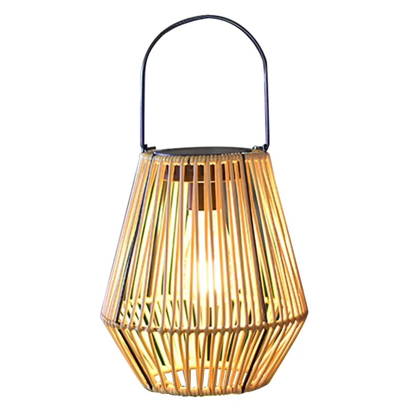 Lanterne Solaire Extérieur LED Vintage Effet Rotin